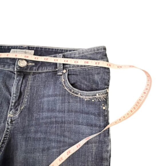 Chico Platinum Jeans Women Size 2 Blue Denim Dark Wash‎ Straight W35 L26.5 BLING - Picture 8 of 16
